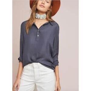 EUC DOLAN Women's Left Coast Collection Satin-Jersey Steinbeck Gray Tunic Top M